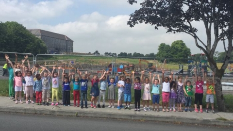 Junior infants out walking