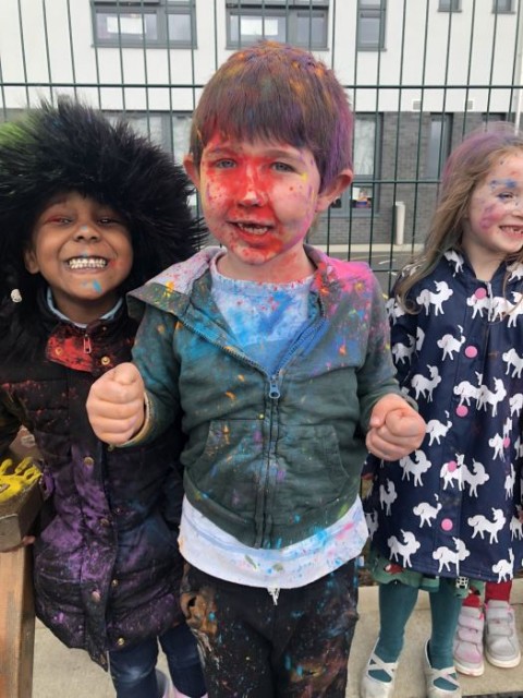 Infants and Sixth Class Mark Hindu Festival of Holi